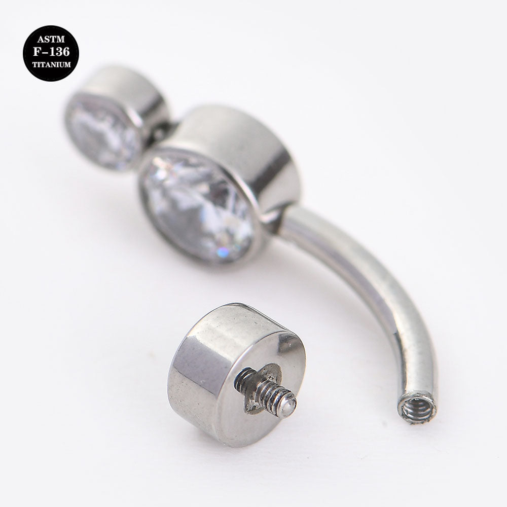 14G ASTM F136 Titanium Belly Button Ring Cubic Zirconia