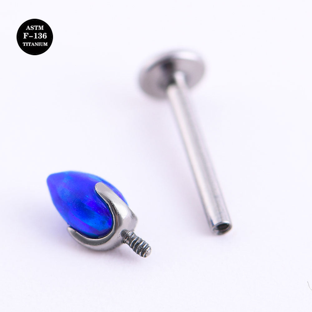 16G Implant Grade Titanium ASTM F136 Bullet Opal Labret