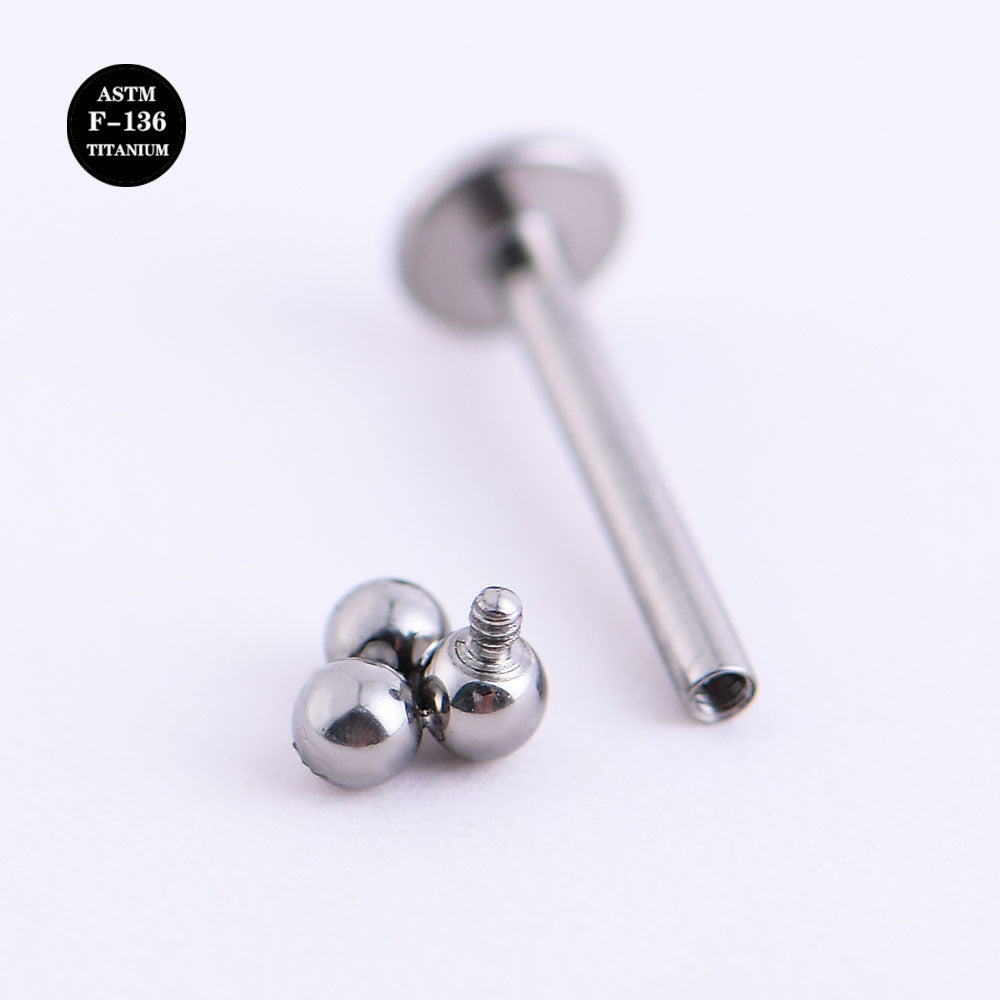 16G ASTM F136 Titanium Internal Thread Labret Three Ball