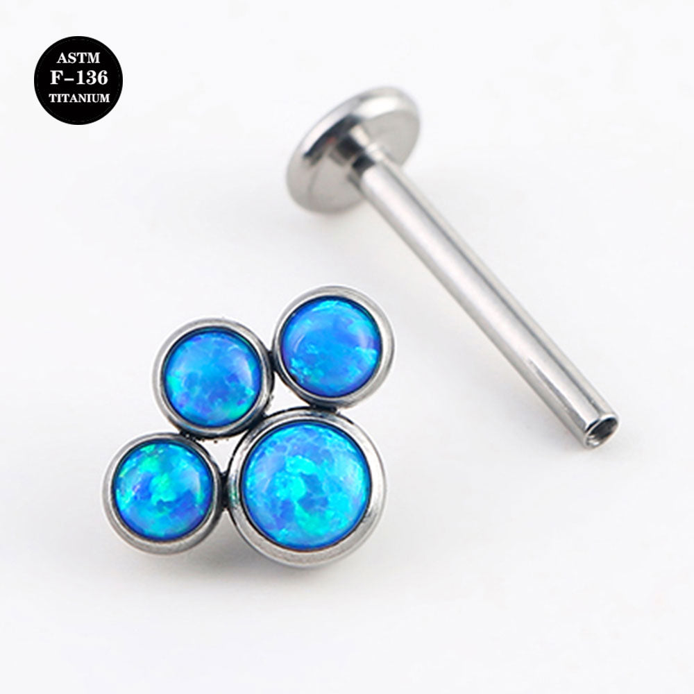 16G ASTM F136 Titanium Opal Cluster Labret