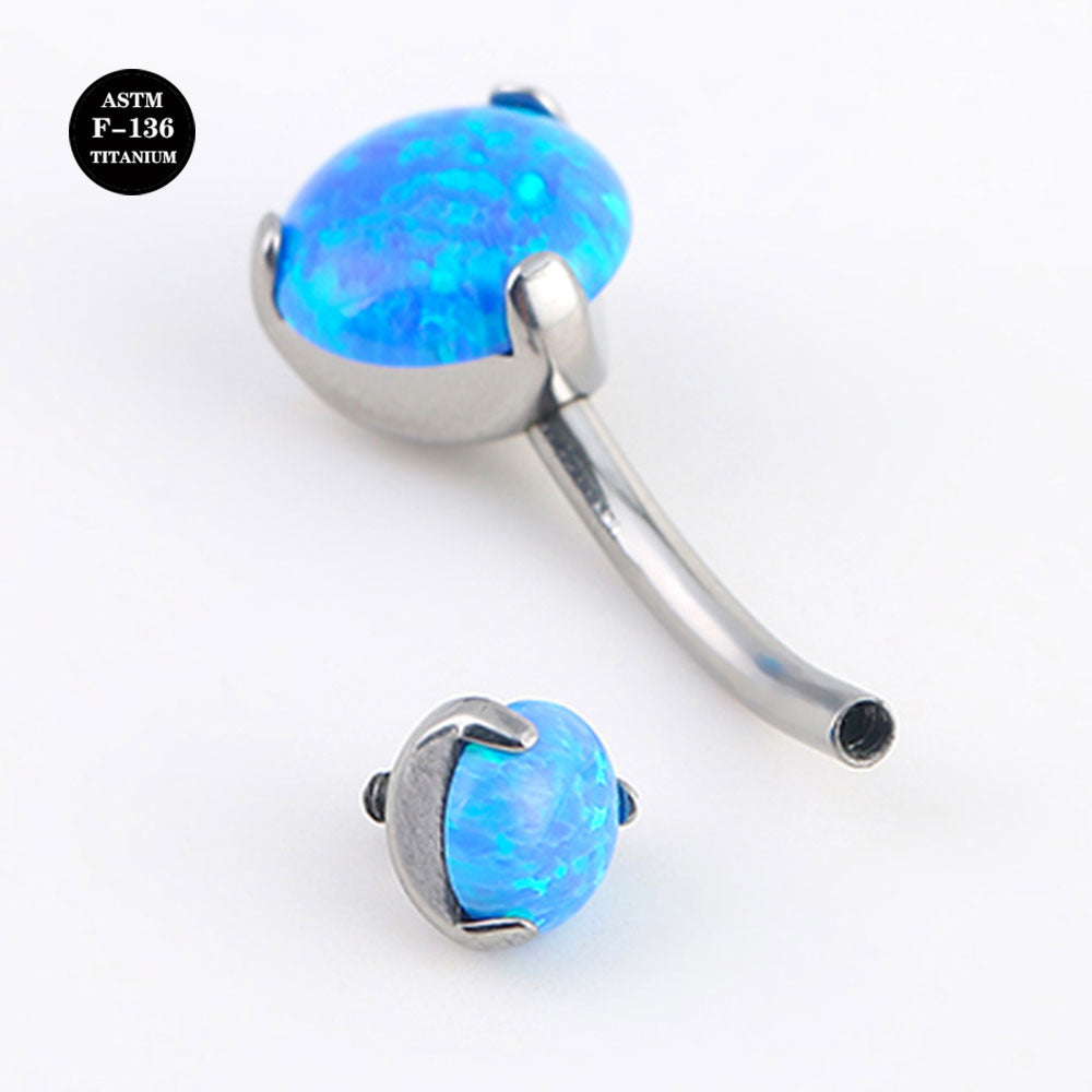 14G ASTM F136 High Polished Titanium Opal Belly Button Rings