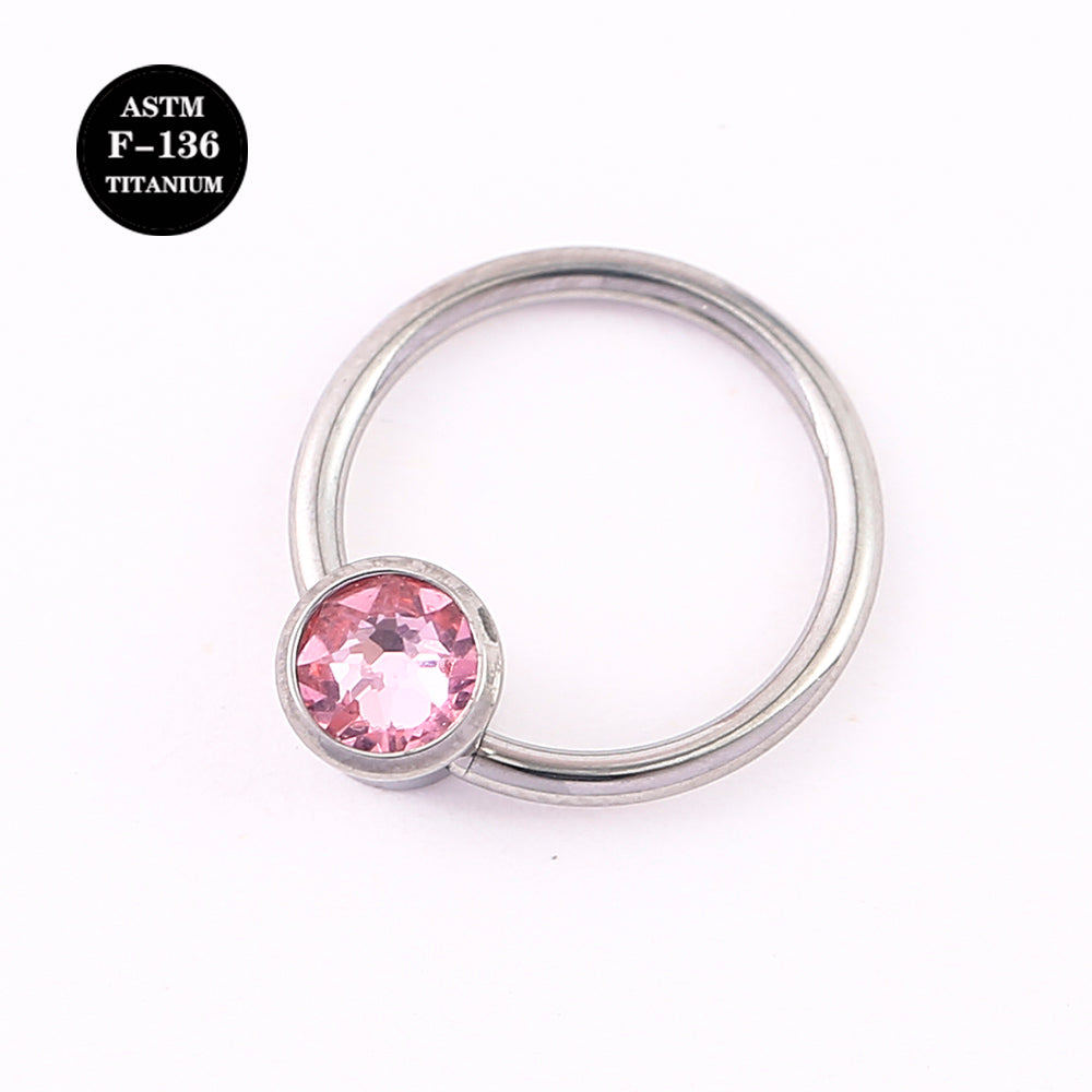 16G ASTM F136 Titanium Captive Bead Ring with Color CZ