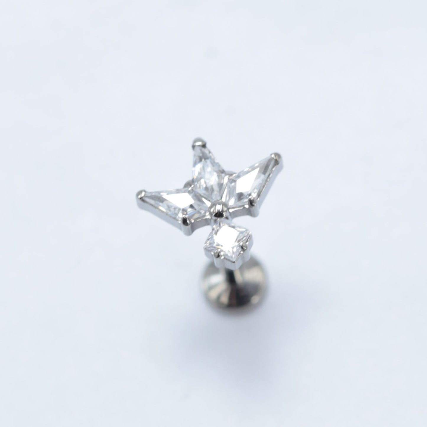 16G ASTM F136 Titanium Labret Stud White Cubic Zirconia