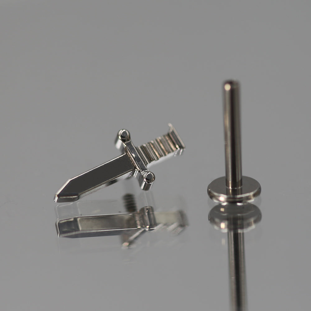 16G ASTM F136 Titanium High Polished Dagger Labret Stud