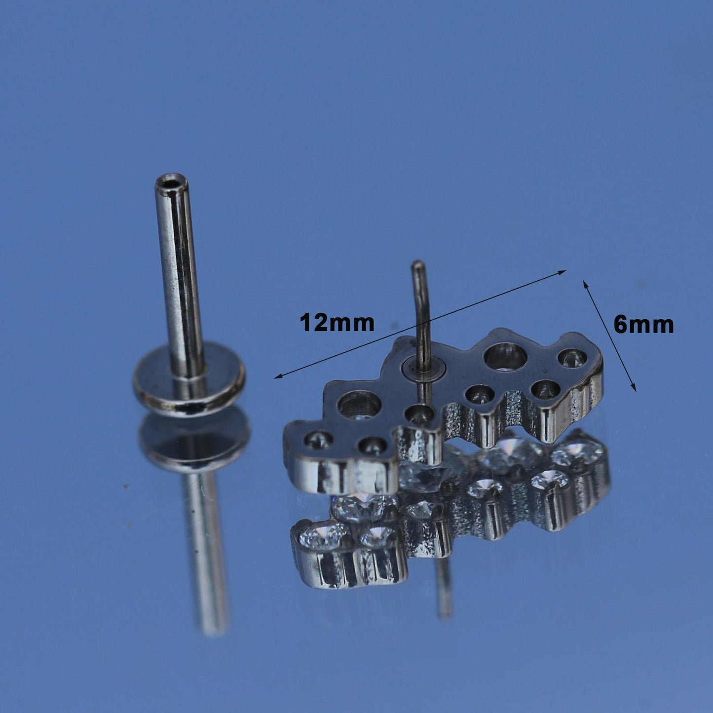 16G ASTM F136 Titanium Labret Stud Threadless Cartilage Jewelry