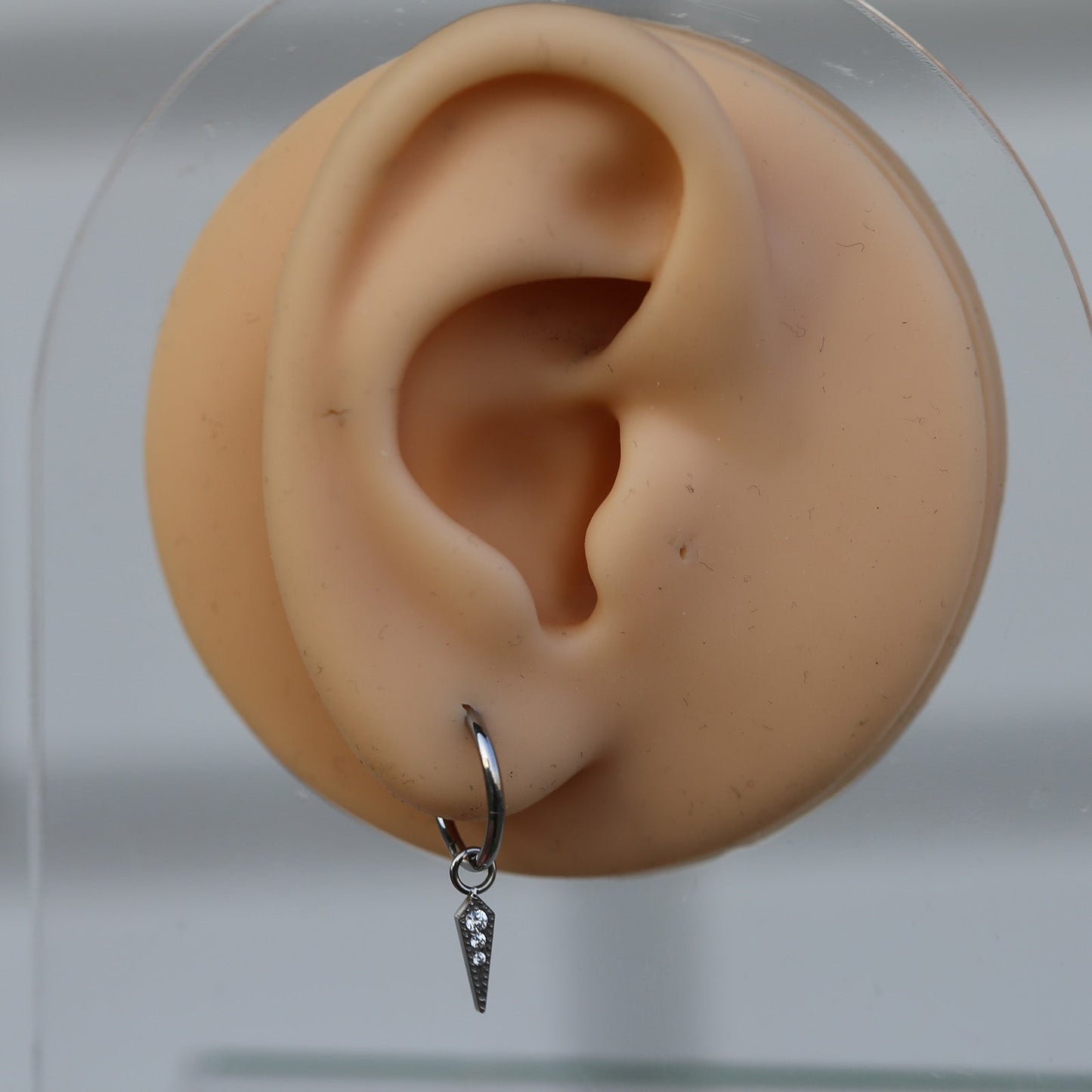 16G 18G ASTM F136 Titanium Dangling Cross CZ Clicker Ring Earring