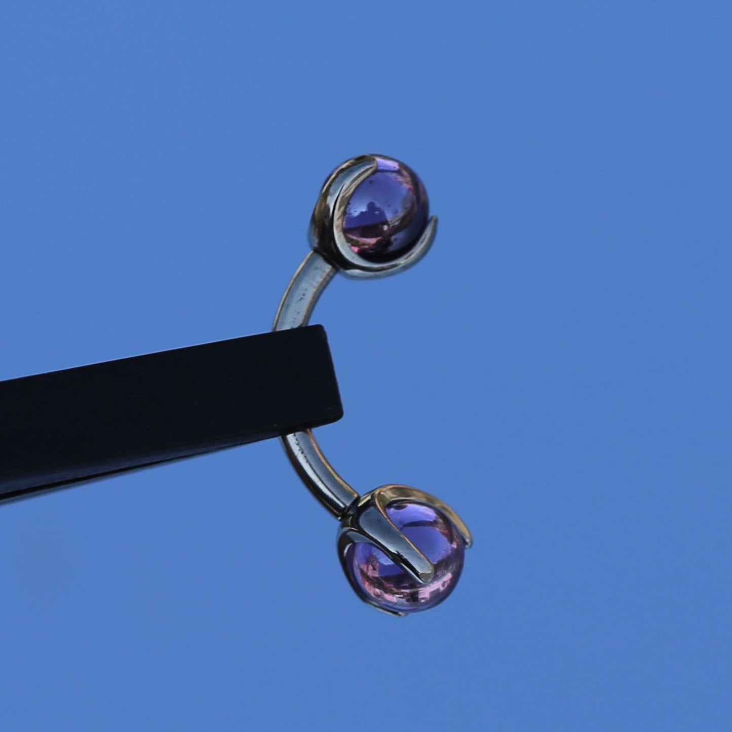 16G 14G ASTM F136 Titanium Curved Barbell Eyebrow Rook Piercing Barbell Crystal