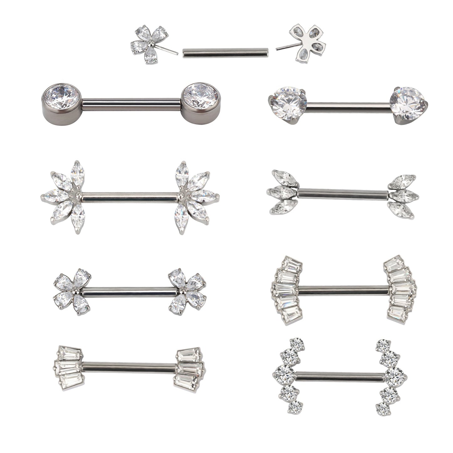 14G ASTM F136 Titanium Nipple Barbells Ring