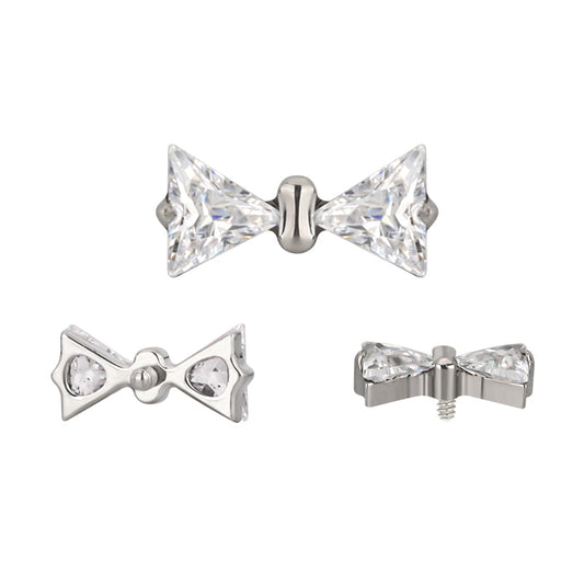 16G ASTM F136 Titanium Bowknot Tie Labret Stud