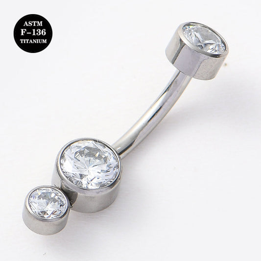 14G ASTM F136 Titanium Belly Button Ring Cubic Zirconia