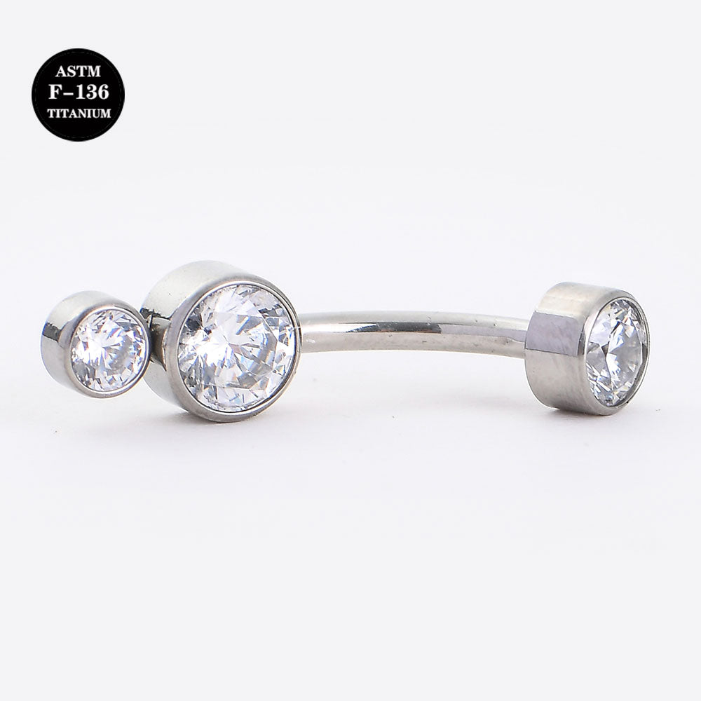 14G ASTM F136 Titanium Belly Button Ring Cubic Zirconia