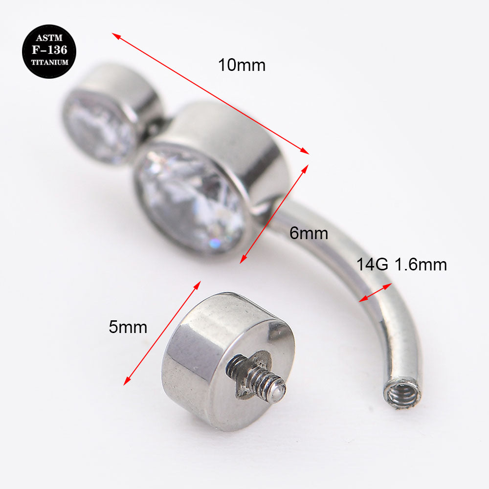 14G ASTM F136 Titanium Belly Button Ring Cubic Zirconia
