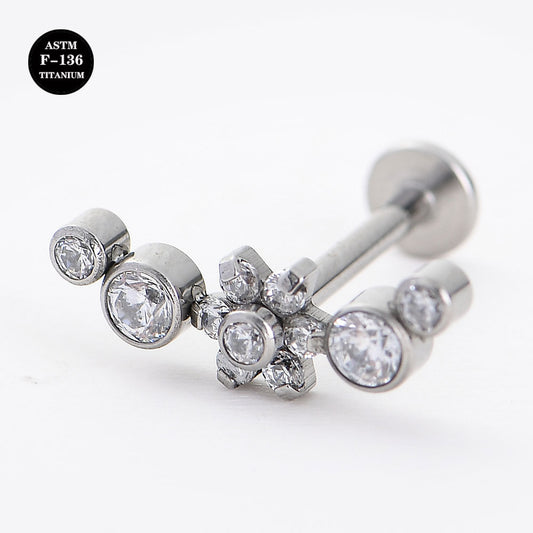 16G ASTM F136 Titanium Flower Labret Stud Helix Cartilage Piercing RIng