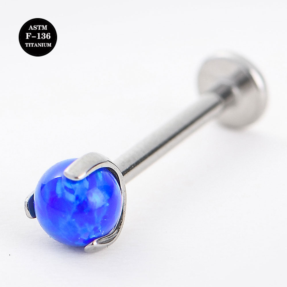 16G ASTM F136 Titanium Labret Stud Prong Setting Opal Ball Piercing Jewelry