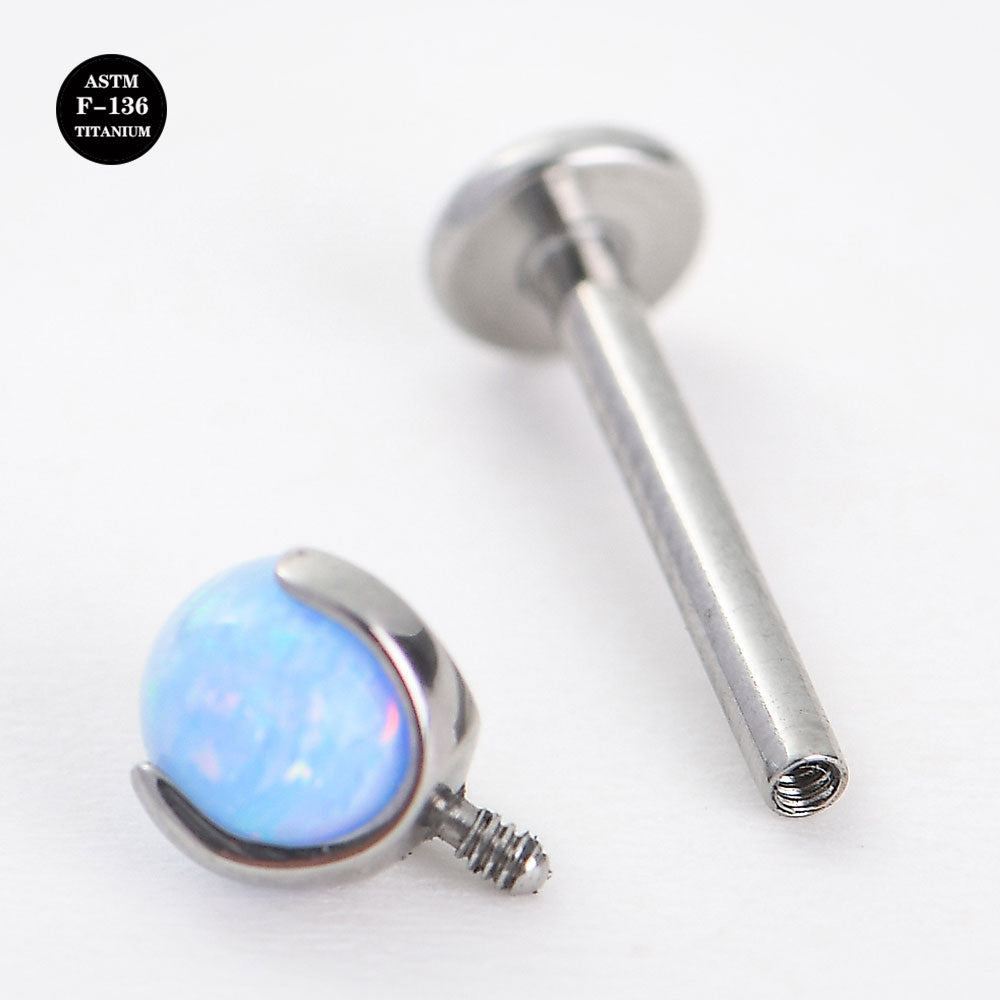 16G ASTM F136 Titanium Labret Stud Prong Setting Opal Ball Piercing Jewelry