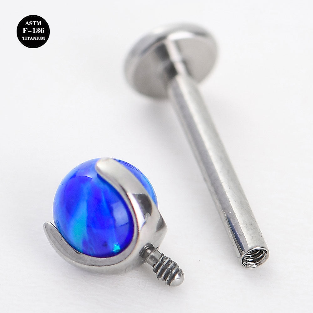 16G ASTM F136 Titanium Labret Stud Prong Setting Opal Ball Piercing Jewelry