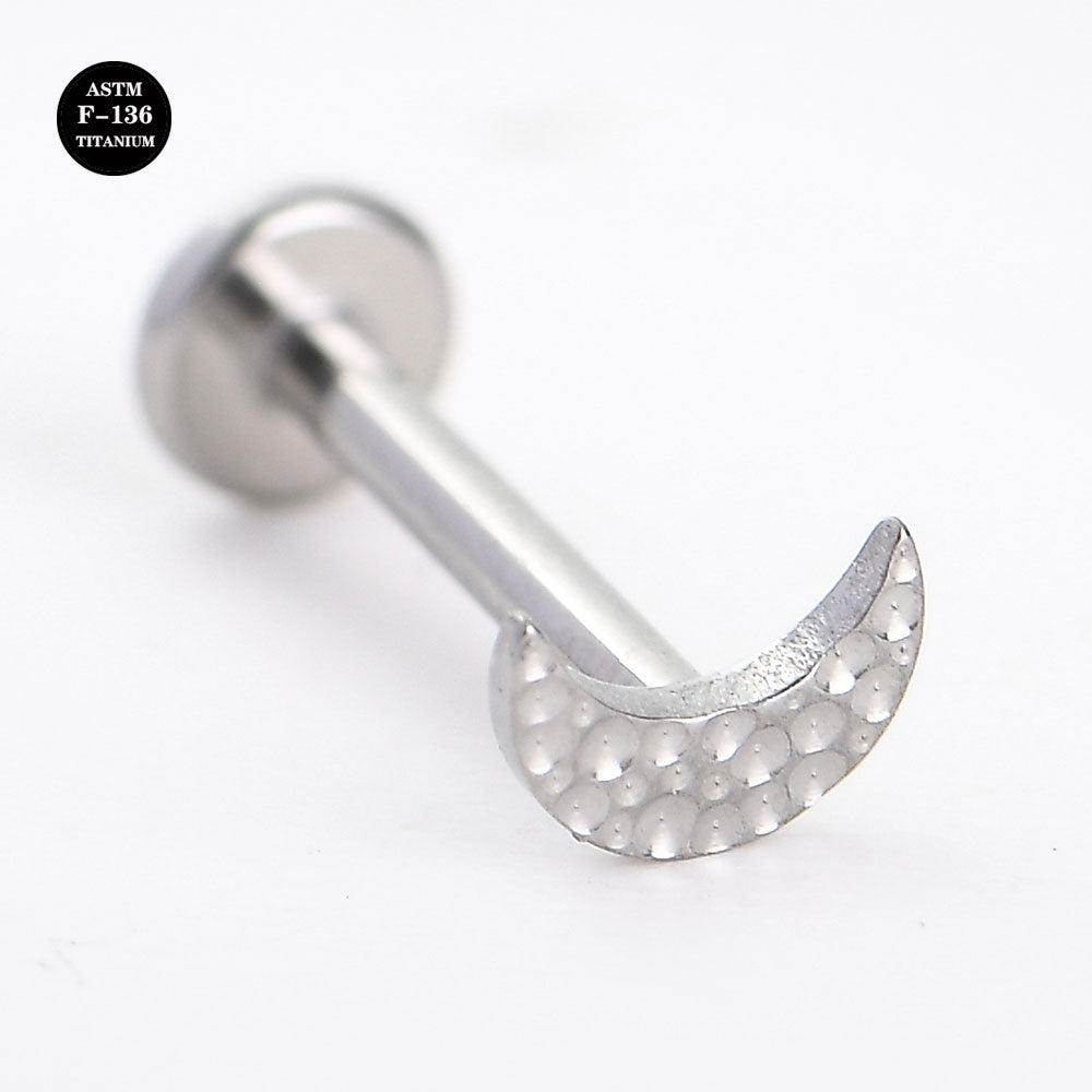 16G Implant Grade ASTM F136 Titanium Hammer Moon Lightning Labret Piercing