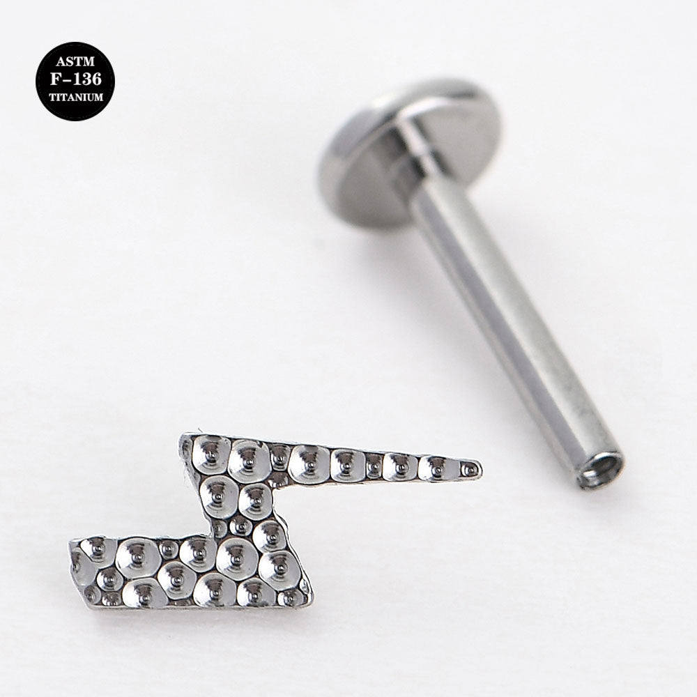 16G Implant Grade ASTM F136 Titanium Hammer Moon Lightning Labret Piercing