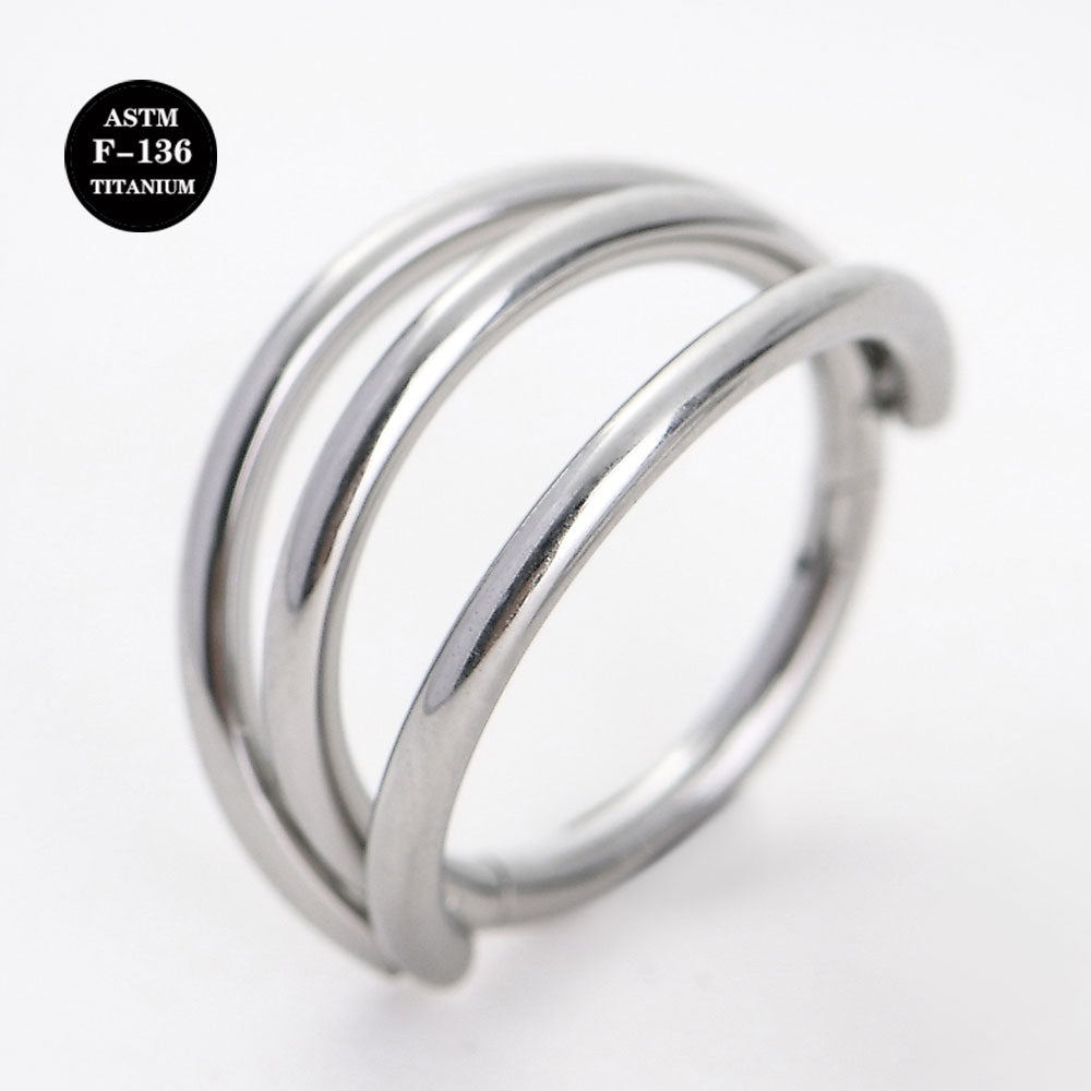 16G ASTM F136 Titanium Triple Ring Septum Clicker Ring