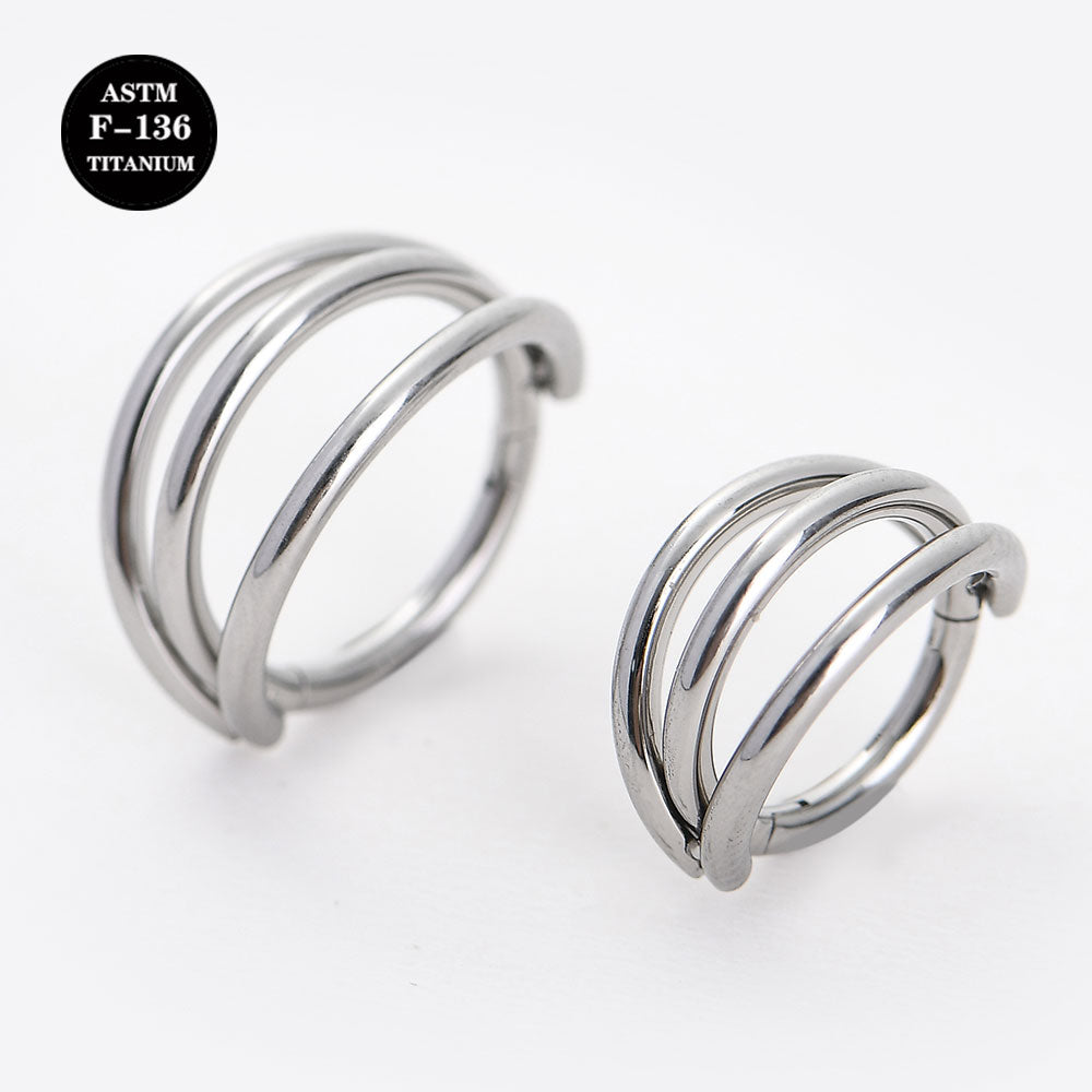 16G ASTM F136 Titanium Triple Ring Septum Clicker Ring