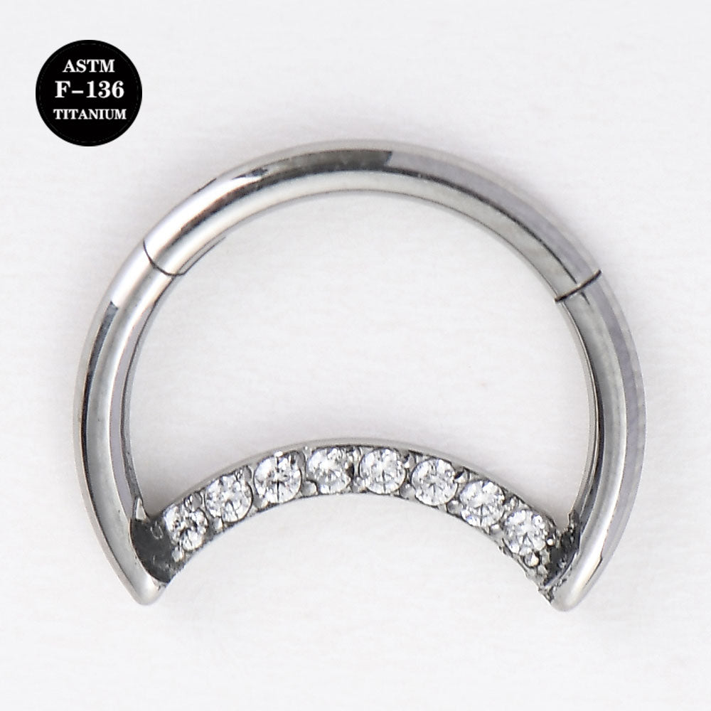 16G Implant Grade Titanium ASTM F136 Moon CZ Septum Clicker IPTIC13