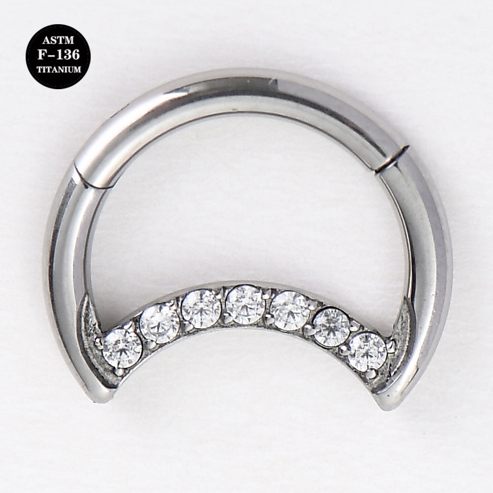 16G Implant Grade Titanium ASTM F136 Moon CZ Septum Clicker IPTIC13