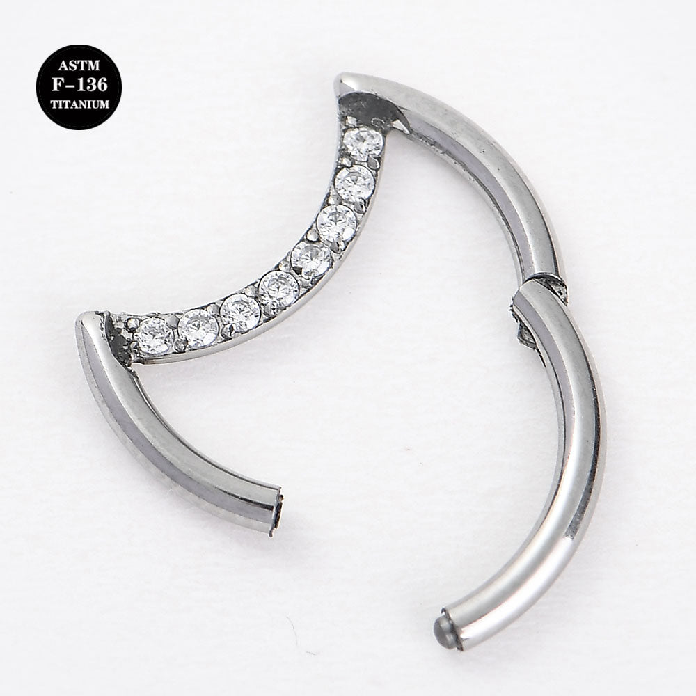 16G Implant Grade Titanium ASTM F136 Moon CZ Septum Clicker IPTIC13