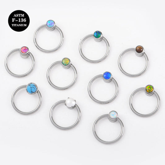 16G Implant Grade ASTM F136 Titanium Captive Bead Ring Opal Ball