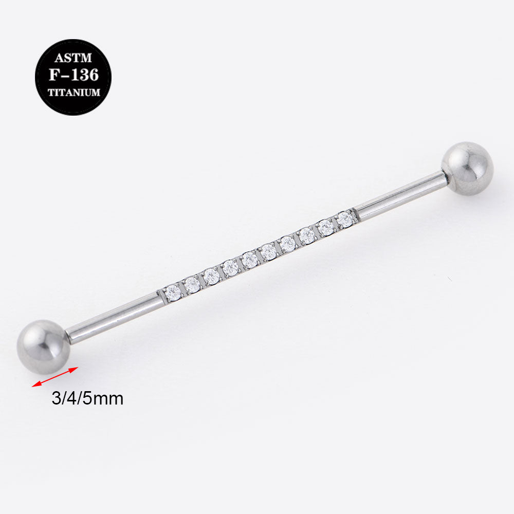 14G Implant Grade Titanium Industrial Barbell Piercing CZ Gem