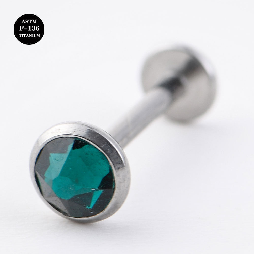 16G ASTM F136 Titanium Labret Color CZ Piercing