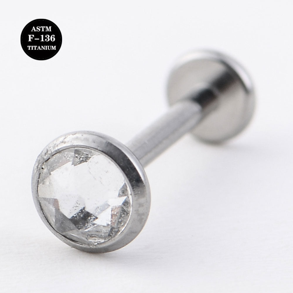 16G ASTM F136 Titanium Labret Color CZ Piercing