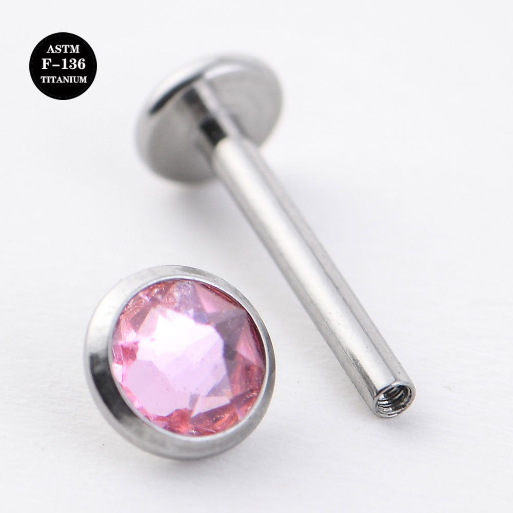 16G ASTM F136 Titanium Labret Color CZ Piercing