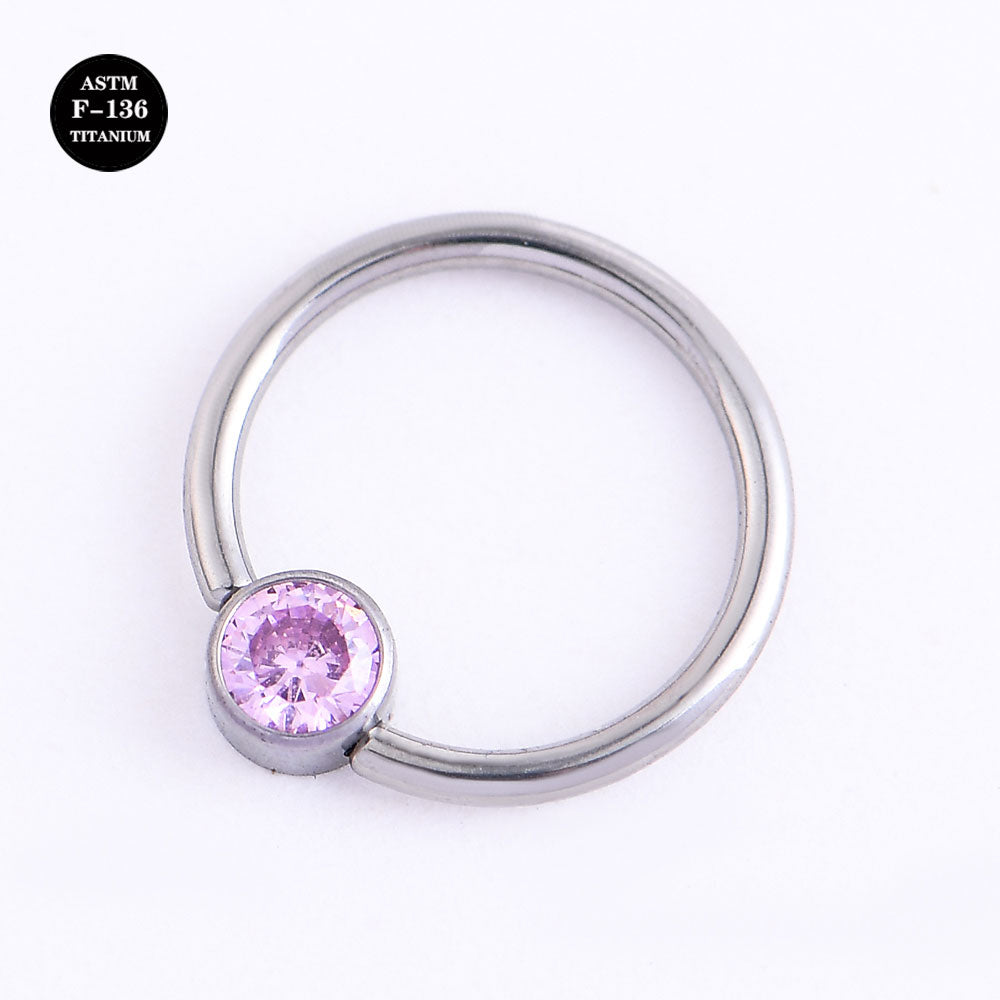16G ASTM F136 Titanium Color CZ Captive bead Ring
