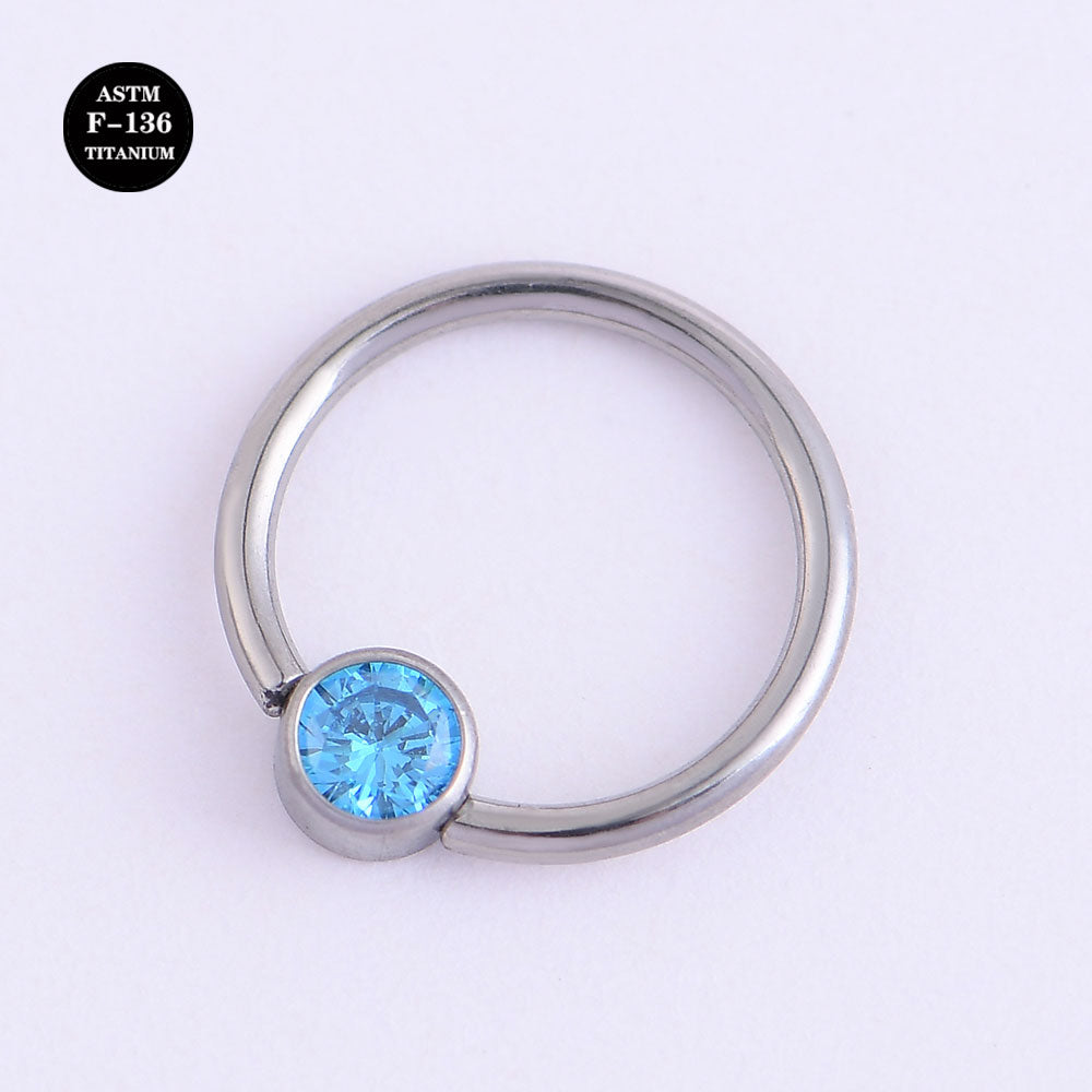 16G ASTM F136 Titanium Color CZ Captive bead Ring