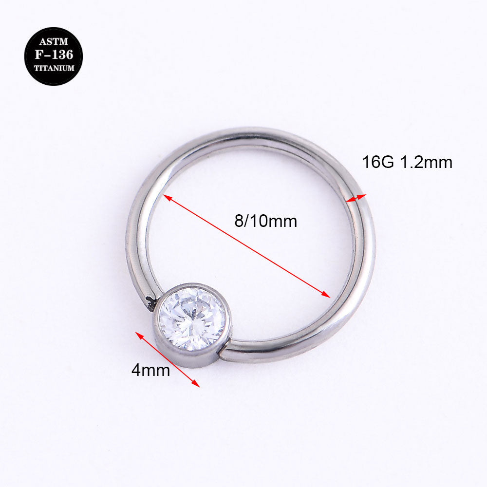 16G ASTM F136 Titanium Color CZ Captive bead Ring