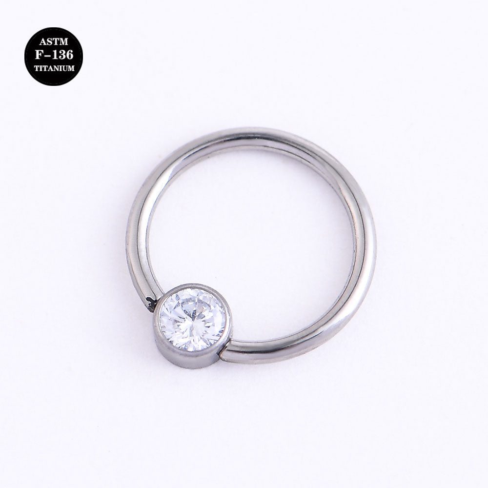 16G ASTM F136 Titanium Color CZ Captive bead Ring