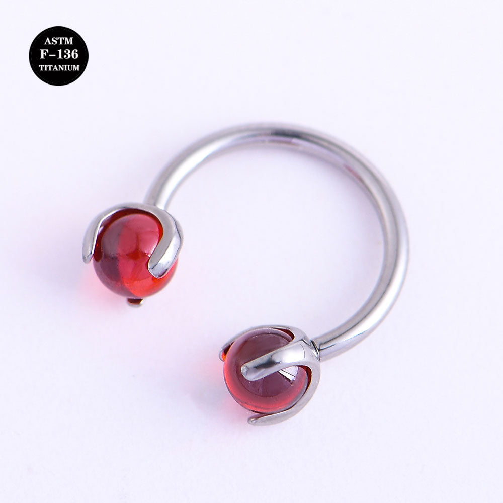 16G Implant Grade Titanium ASTM F136 Curved Barbell Horseshoe with Crystal