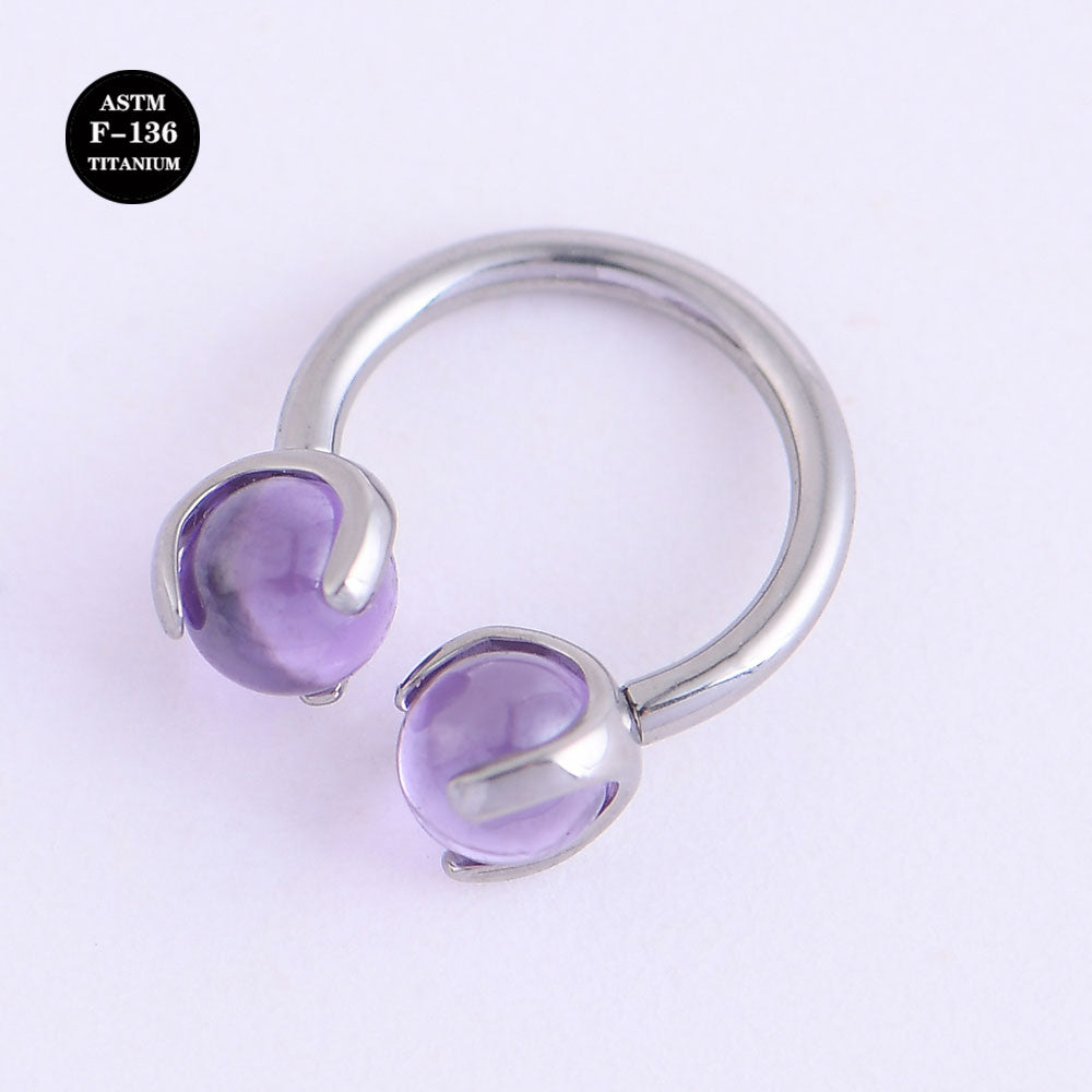 16G Implant Grade Titanium ASTM F136 Curved Barbell Horseshoe with Crystal