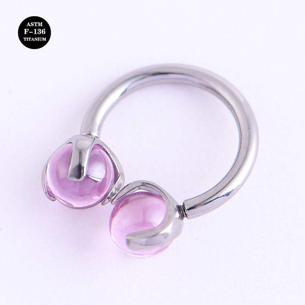 16G Implant Grade Titanium ASTM F136 Curved Barbell Horseshoe with Crystal