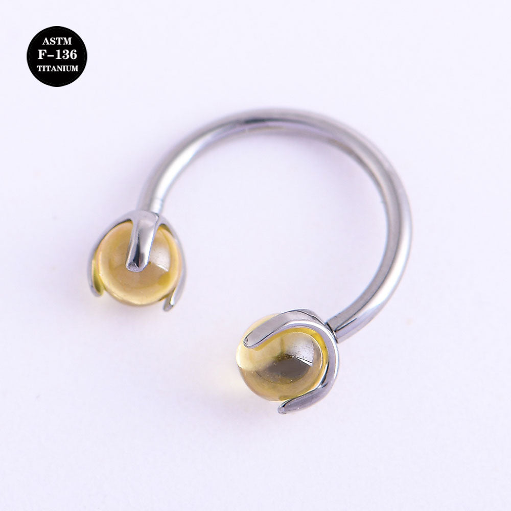 16G Implant Grade Titanium ASTM F136 Curved Barbell Horseshoe with Crystal