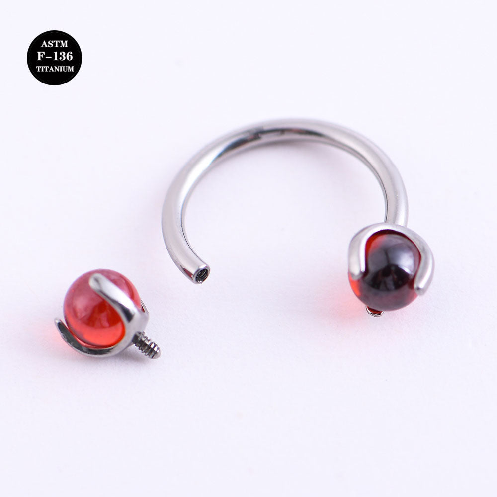 16G Implant Grade Titanium ASTM F136 Curved Barbell Horseshoe with Crystal
