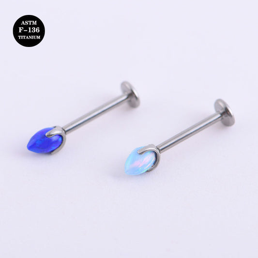 16G Implant Grade Titanium ASTM F136 Bullet Opal Labret