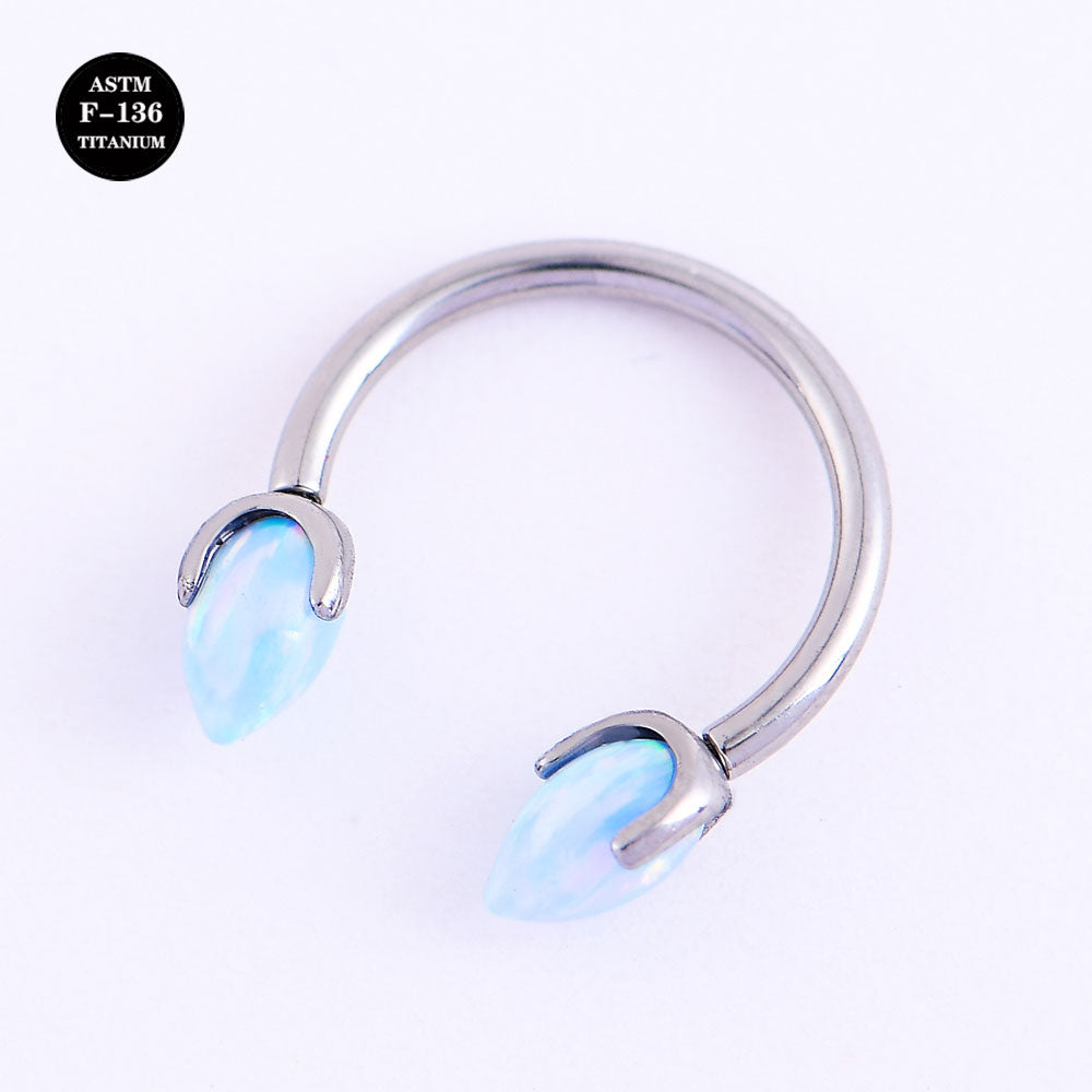 16G ASTM F136 Titanium Horeshoe Circular Barbell with Bullet Opal