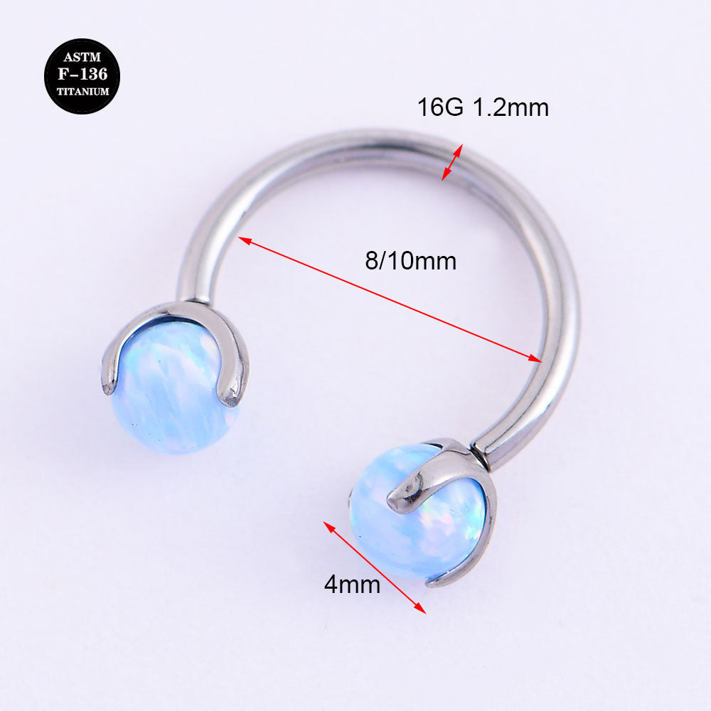 16G Implant Grade Titanium ASTM F136 Curved Barbell Horseshoe with Crystal
