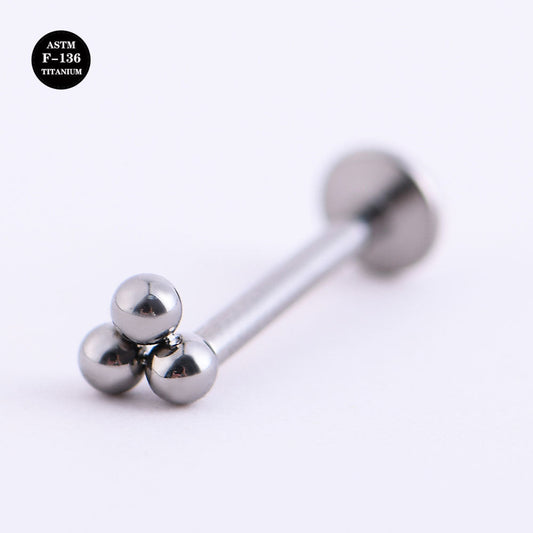 16G ASTM F136 Titanium Internal Thread Labret Three Ball