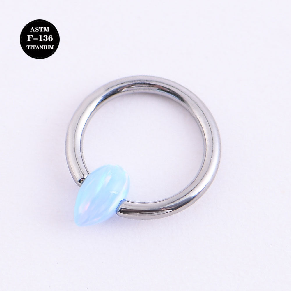 16G ASTM F136 Titanium Bullet Opal Captive Bead Ring