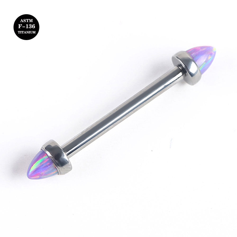 14G ASTM F136 High Polished Titanium Opal Barbell