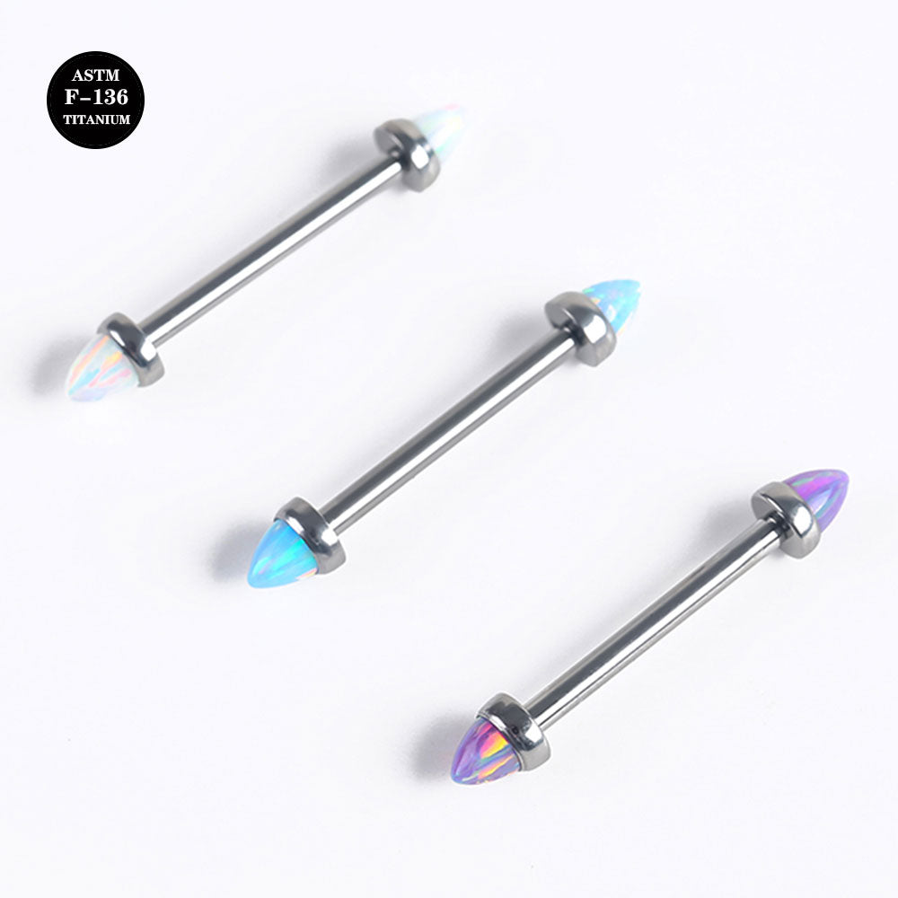 14G ASTM F136 High Polished Titanium Opal Barbell