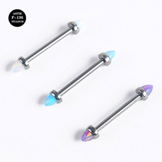 14G ASTM F136 High Polished Titanium Opal Barbell