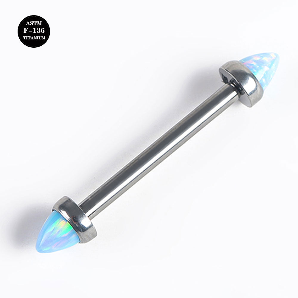 14G ASTM F136 High Polished Titanium Opal Barbell